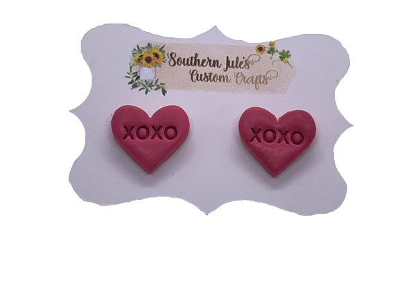 Pink XOXO Heart Earrings