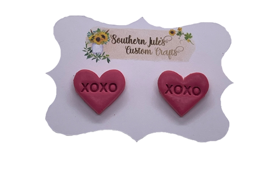 Pink XOXO Heart Earrings