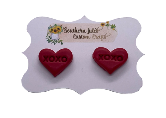 Red XOXO  Heart Earrings