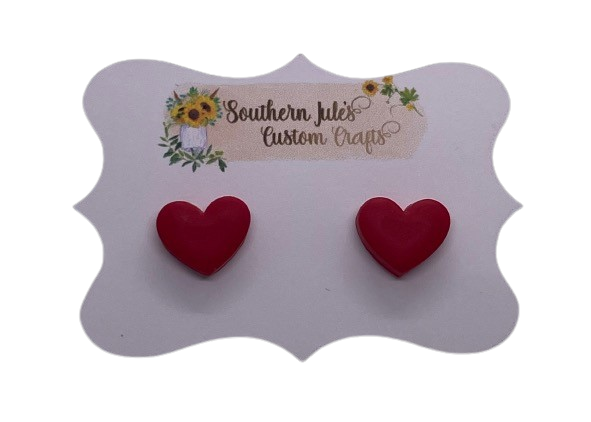 Red Solid Heart Earrings