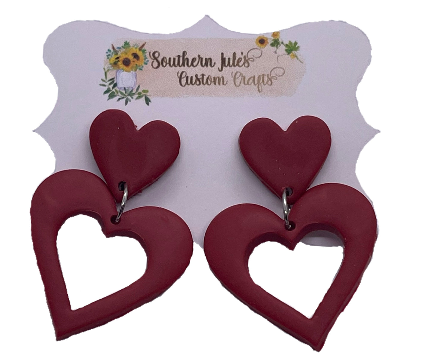 Red Heart Dangle Earrings